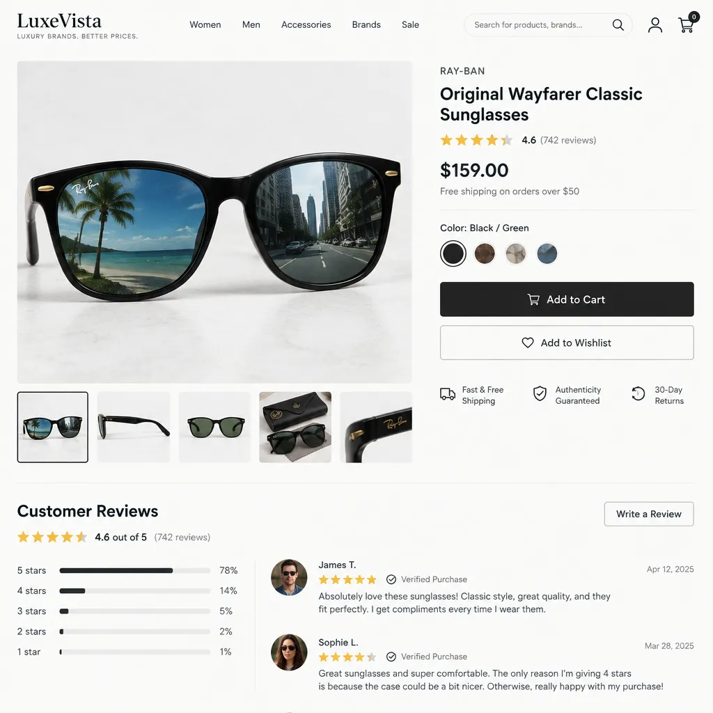 AI-generated sunglasses with inconsistent reflections