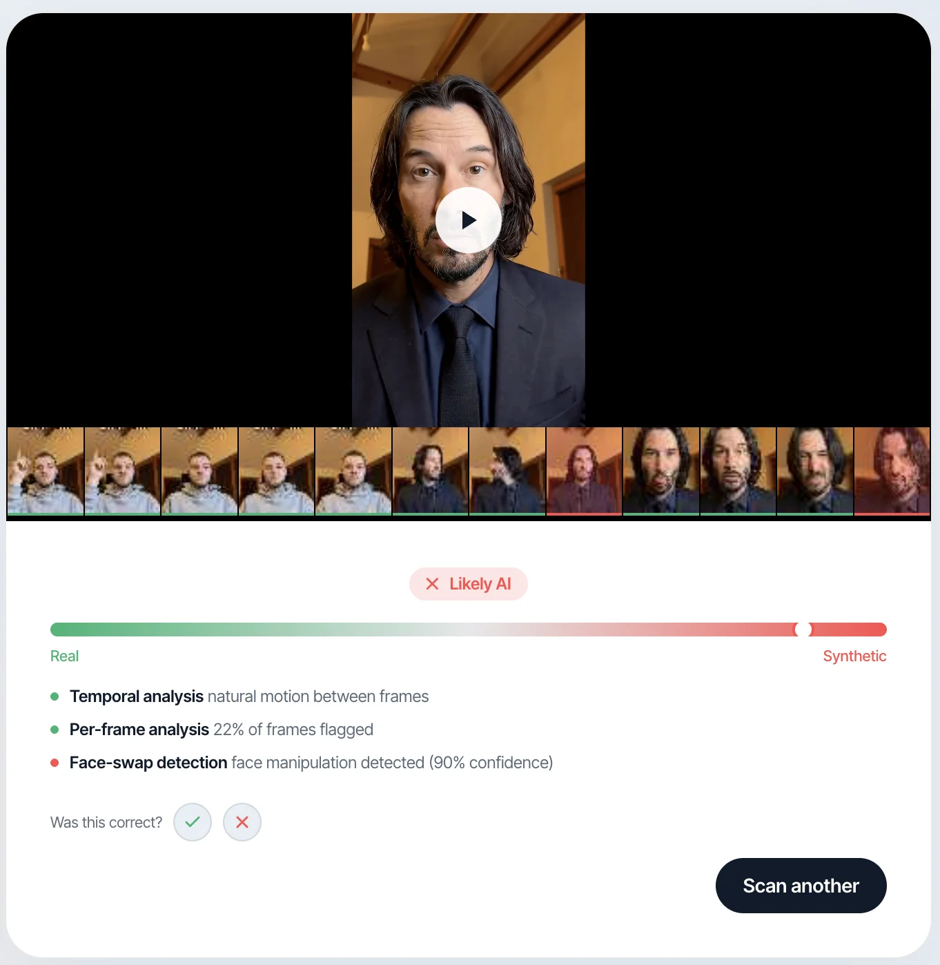 Witness scan result showing all three detection layers in action