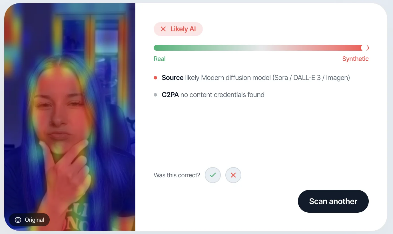 Witness scan result detecting AI-generated content
